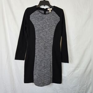 Loft Outlet Womens Black Gray Tweed Colorblock Preppy Long Sleeve Career Dress S